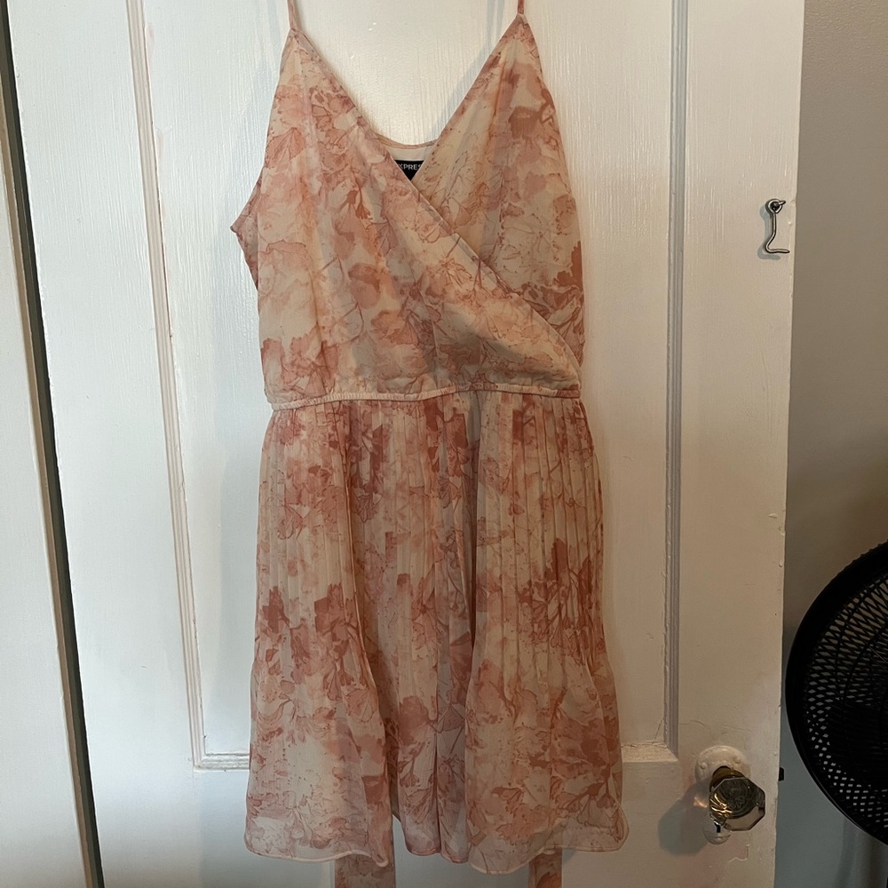 Express Abstract Print Pleated Wrap Front Romper